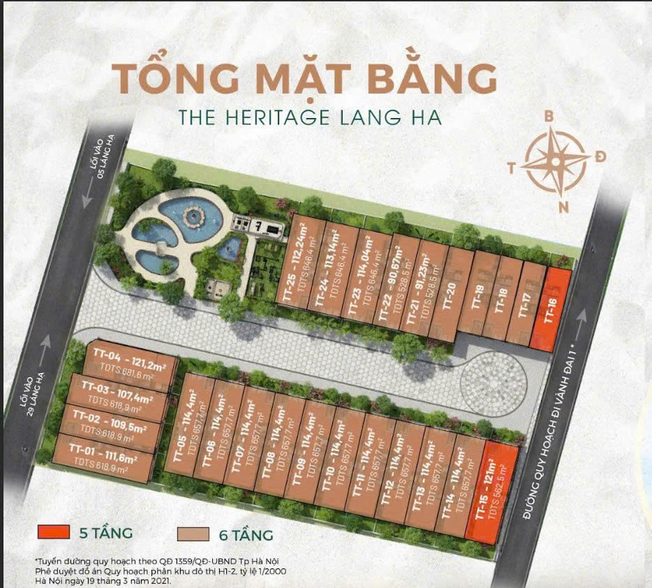 Mặt bằng phân lô The Heritage Láng Hạ